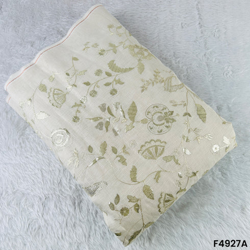 Zari Thread Embroidered Linen Cotton-F4927