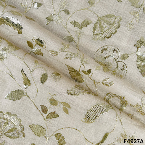 Zari Thread Embroidered Linen Cotton-F4927