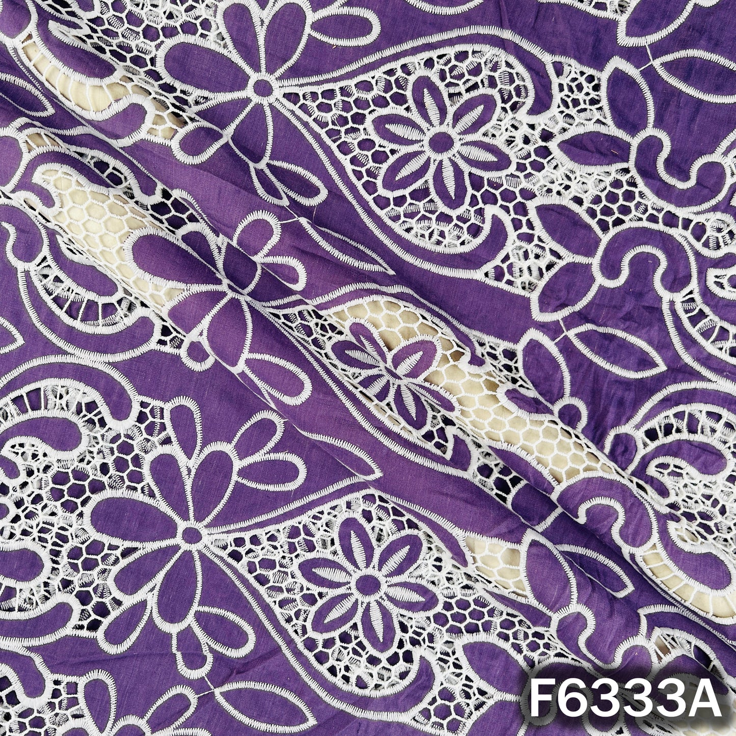 Cut Work Cotton Fabric - F6333