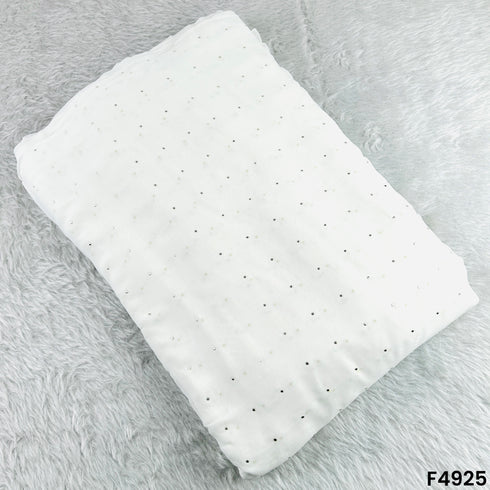 Dyeable Silver Mukesh Work Georgette Fabric-F4925