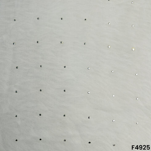 Dyeable Silver Mukesh Work Georgette Fabric-F4925