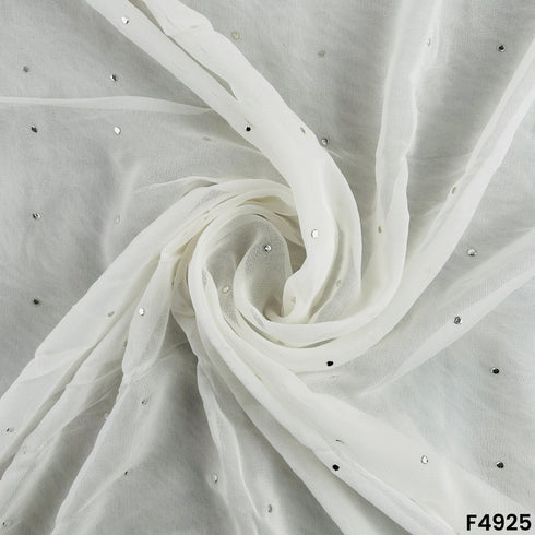 Dyeable Silver Mukesh Work Georgette Fabric-F4925