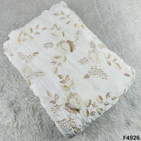 Dyeable Cutdana Thread Sequins Embroidered Viscose Crepe Fabric-F4926