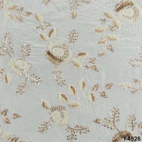 Dyeable Cutdana Thread Sequins Embroidered Viscose Crepe Fabric-F4926