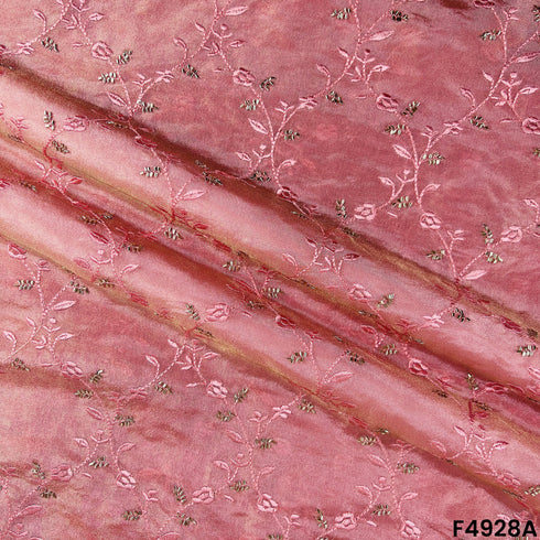 Cut Dana Thread Embroidered Simmer Tissue Fabric-F4928