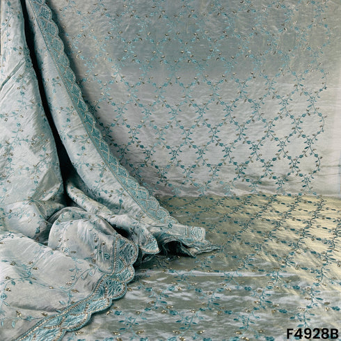 Cut Dana Thread Embroidered Simmer Tissue Fabric-F4928