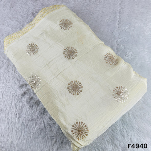 Dyeable Zari Sequins Work Crush Tissue Fabric-F4940