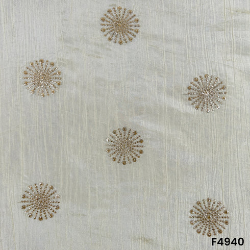 Dyeable Zari Sequins Work Crush Tissue Fabric-F4940