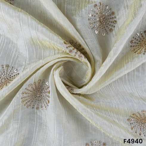Dyeable Zari Sequins Work Crush Tissue Fabric-F4940