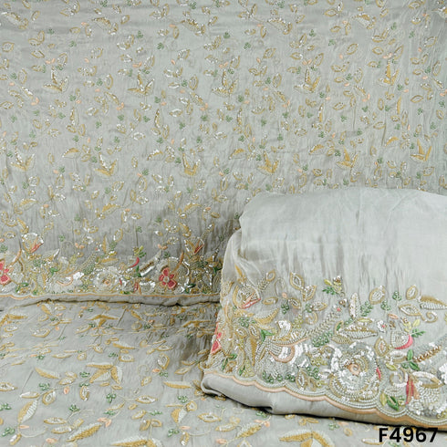 Dyeable Cut Dana Thread Sequins Embroidered Simmer Tissue Fabric-F4967