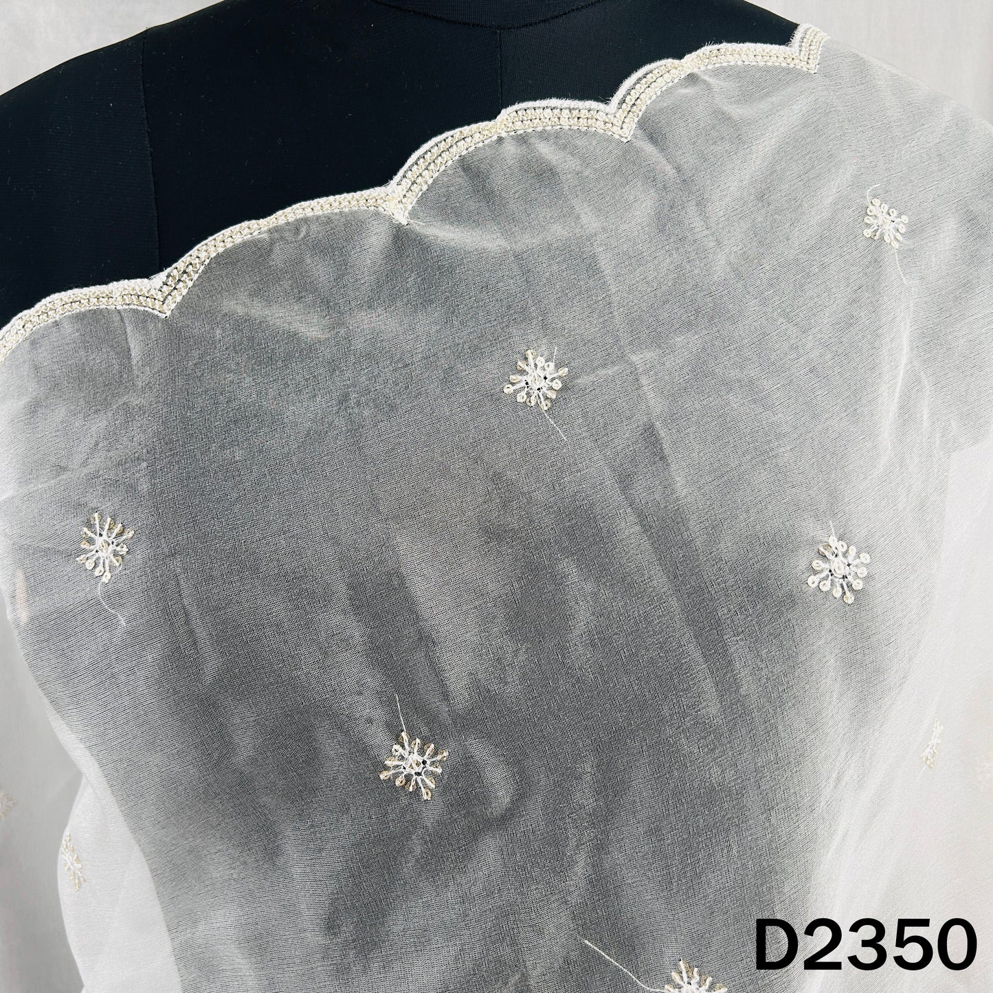 Dyeable Thread Sequins Work Organza Dupatta - D2350
