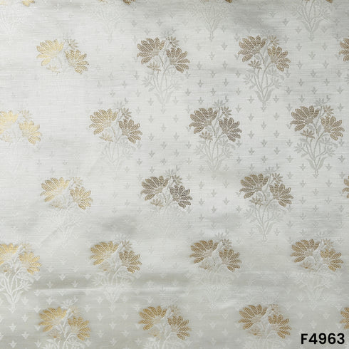 Self Jaquard Zari Work Pure Silk Fabric-F4963