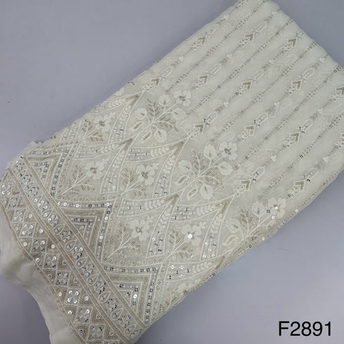 Dyeable Thread Sequins Embroidered Georgette Fabric-F2891