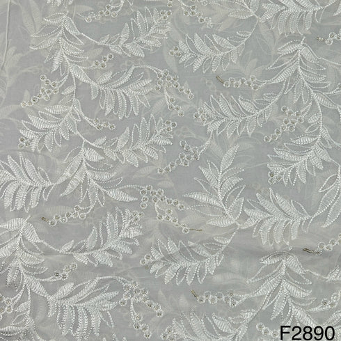 Dyeable Thread Sequins Embroidered Georgette Fabric - F2890