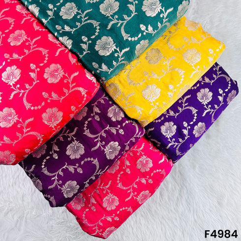 Zari Work Banarasi Silk Fabric-F4984