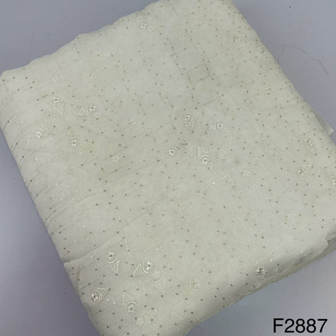 Thread Sequins Organza Fabric-F2887