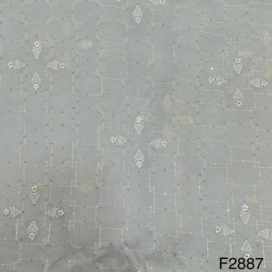 Thread Sequins Organza Fabric-F2887