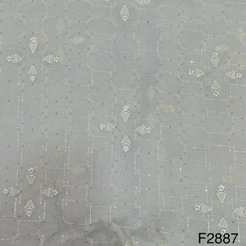 Thread Sequins Organza Fabric-F2887