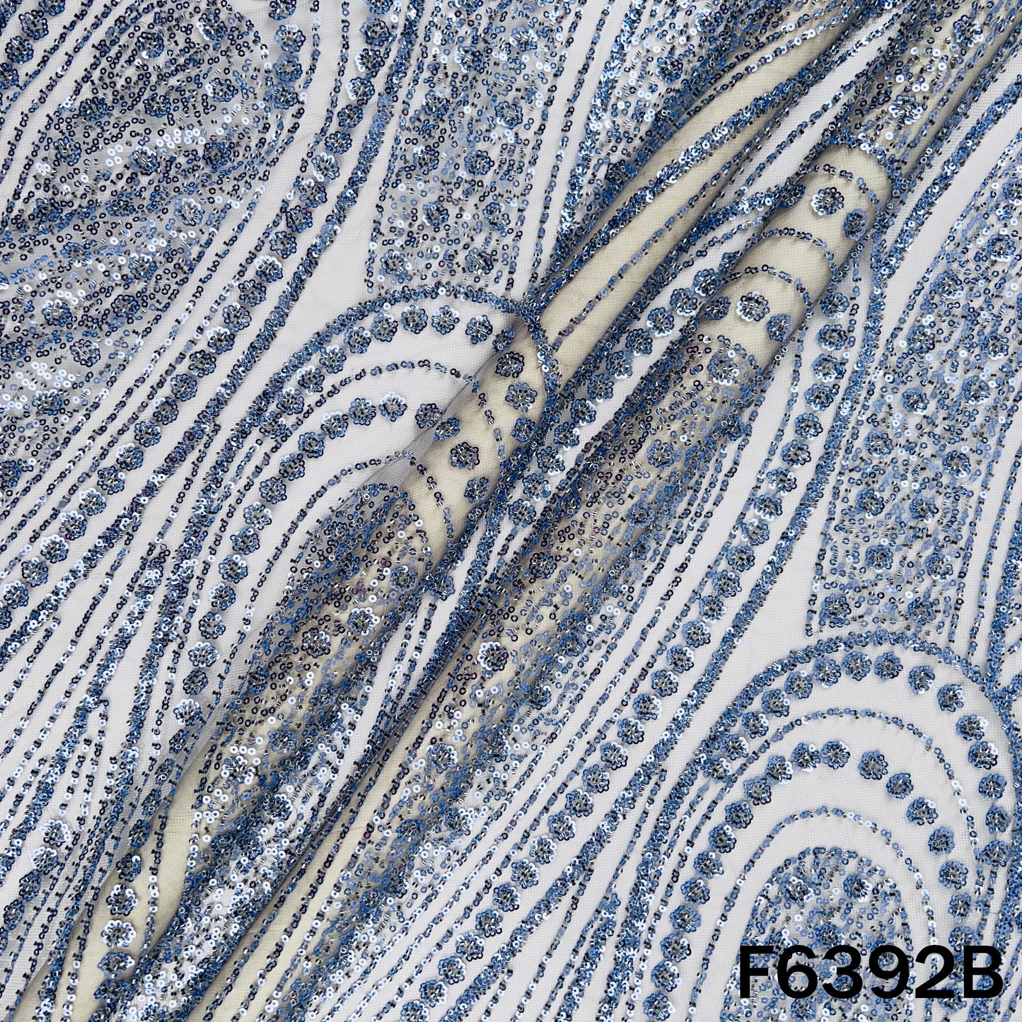 Cut Dana Sequins Embroidered Net Fabric - F6392
