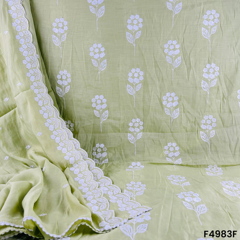 Thread Sequins Embroidered Muslin Cotton Fabric-F4983
