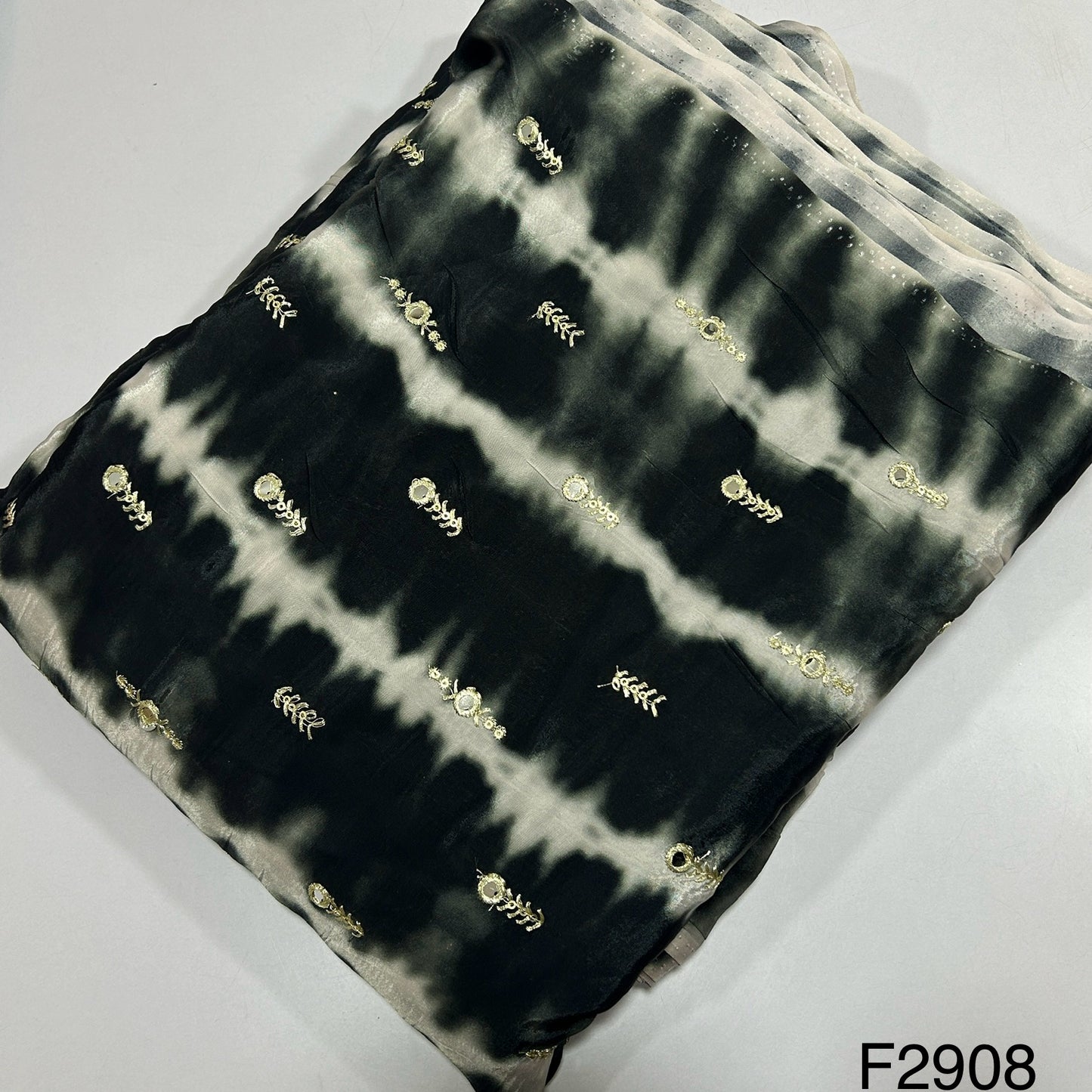 Tie-Dye Mirror Sequins Work Crepe Fabric-F2908