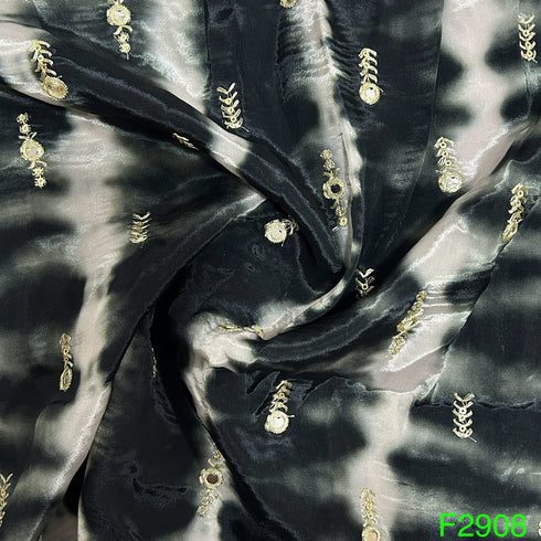Tie-Dye Mirror Sequins Work Crepe Fabric-F2908