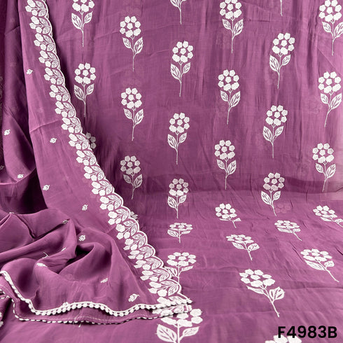 Thread Sequins Embroidered Muslin Cotton Fabric-F4983
