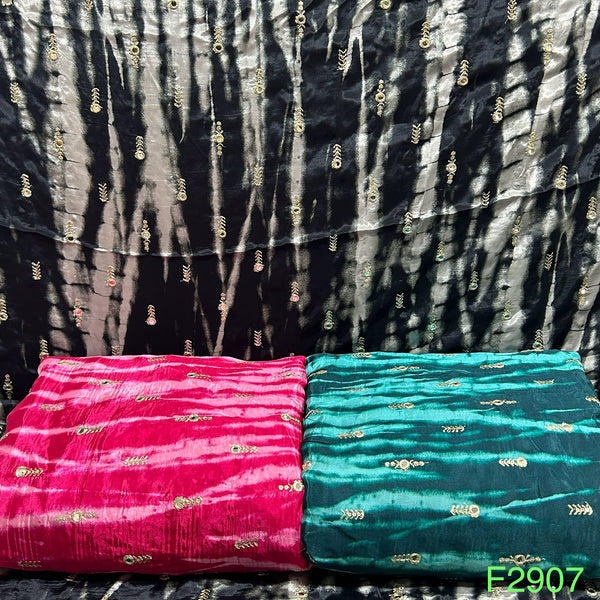 Tie-Dye Mirror Sequins Work Crepe Fabric-F2907