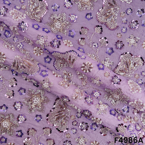 Cut Dana Pearls Embroidered Georgette Fabric-F4986