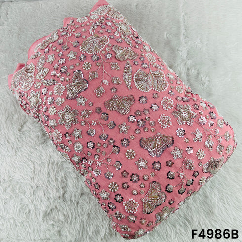 Cut Dana Pearls Embroidered Georgette Fabric-F4986