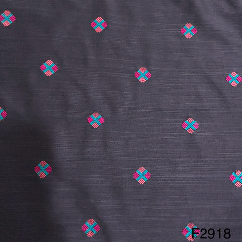 Cotton Silk Thread Embroidered Cotton Silk Fabric-F2918