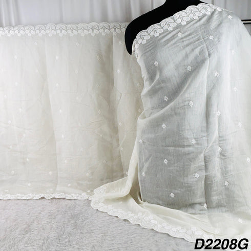 Thread Sequins Embroidered Muslin Silk Dupatta-D2208