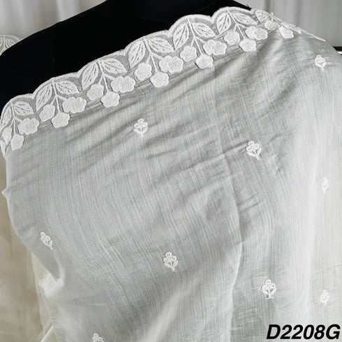 Thread Sequins Embroidered Muslin Silk Dupatta-D2208