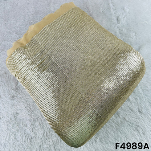 Zari Sequins Embroidered Geporgette Fabric-F4989