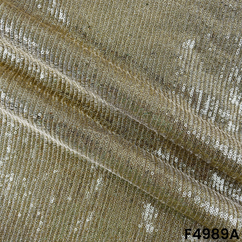 Zari Sequins Embroidered Geporgette Fabric-F4989