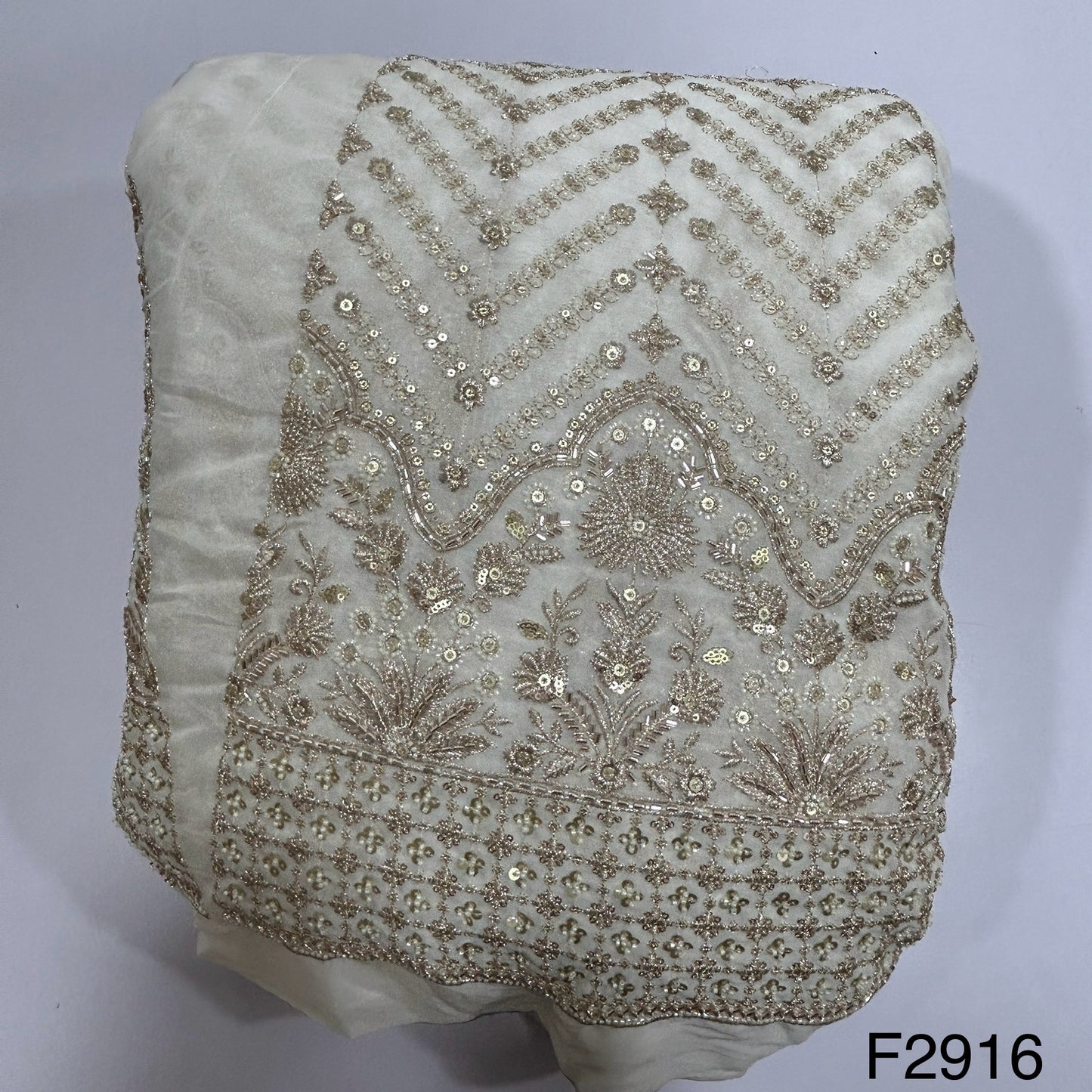 Dyeable Cut Dana Zari Sequins Embroidered Georgette Kali Fabric-f2916