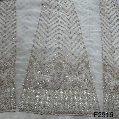 Dyeable Cut Dana Zari Sequins Embroidered Georgette Kali Fabric-f2916