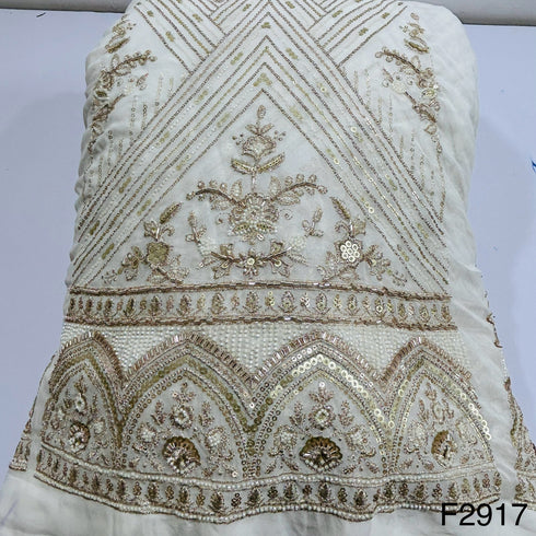 Dyeable Cut Dana Zari Sequins Embroidered Georgette Kali Fabric-F2917