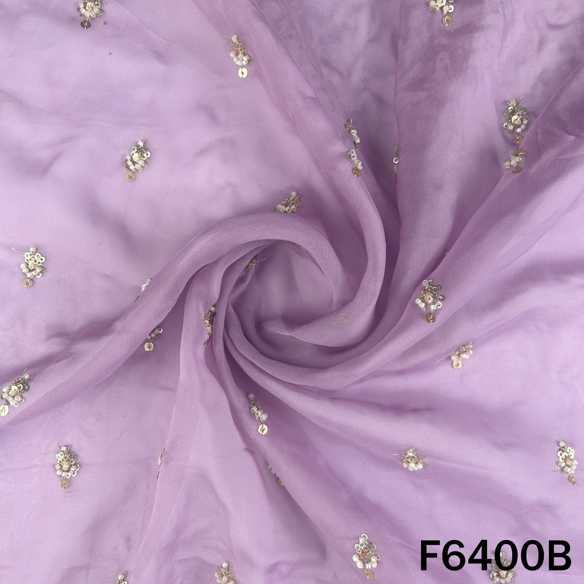 Cut Dana Sequins Work Organza Fabric - F6400