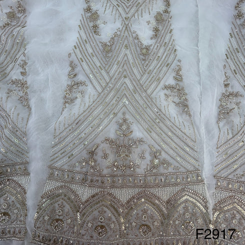 Dyeable Cut Dana Zari Sequins Embroidered Georgette Kali Fabric-F2917