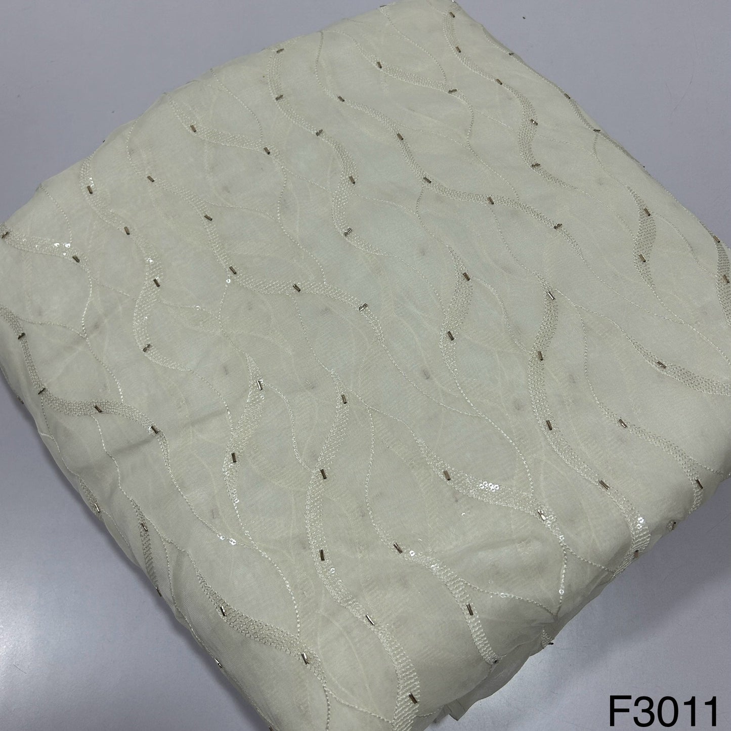 Dyeable Thread Sequins embroidered Organza Fabric-F3011