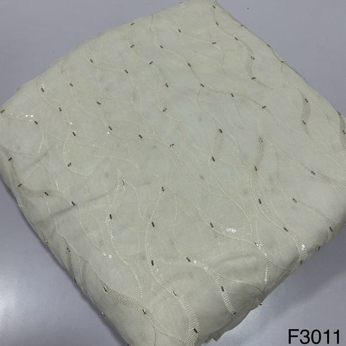 Dyeable Thread Sequins embroidered Organza Fabric-F3011