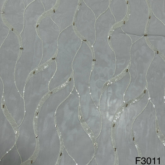 Dyeable Thread Sequins embroidered Organza Fabric-F3011