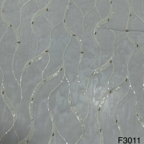 Dyeable Thread Sequins embroidered Organza Fabric-F3011