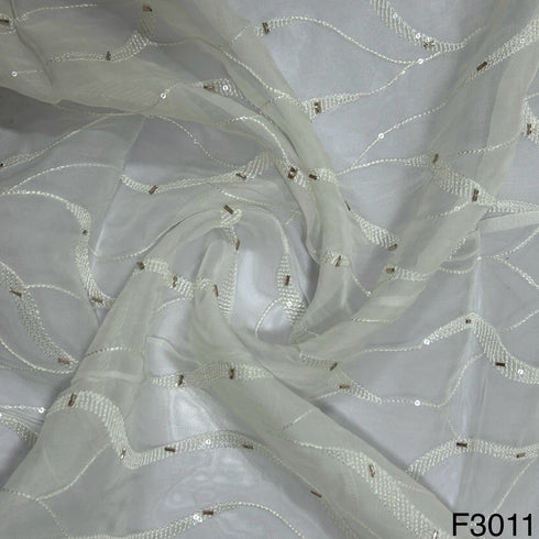 Dyeable Thread Sequins embroidered Organza Fabric-F3011