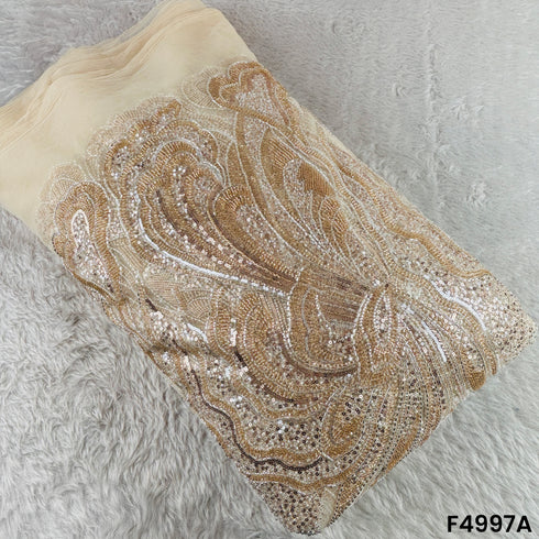 Cut Dana Thread Sequins Embroidered Net Fabric-F4997