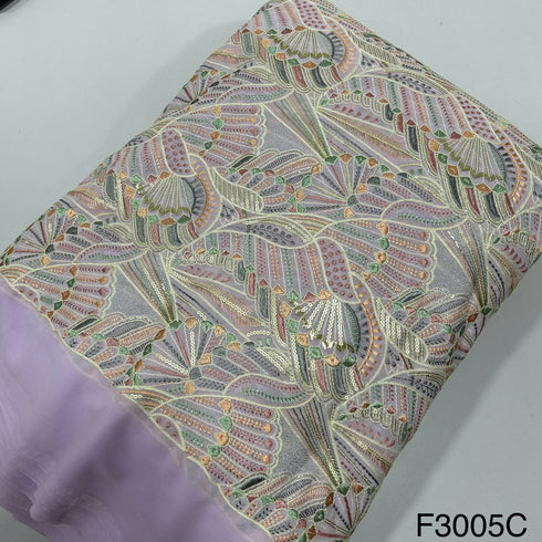 Thread Zari Sequins Embroidered Georgette Fabric-3005