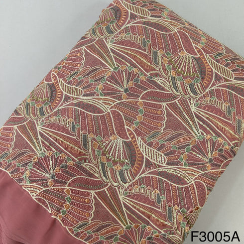 Thread Zari Sequins Embroidered Georgette Fabric-3005