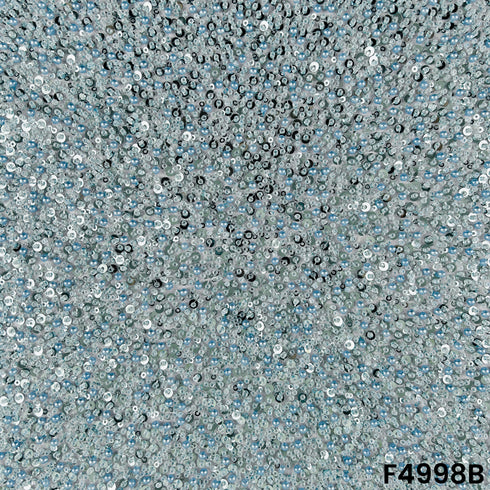 Cut Dana Sequins Pearl Embroidered Net Fabric-F4998
