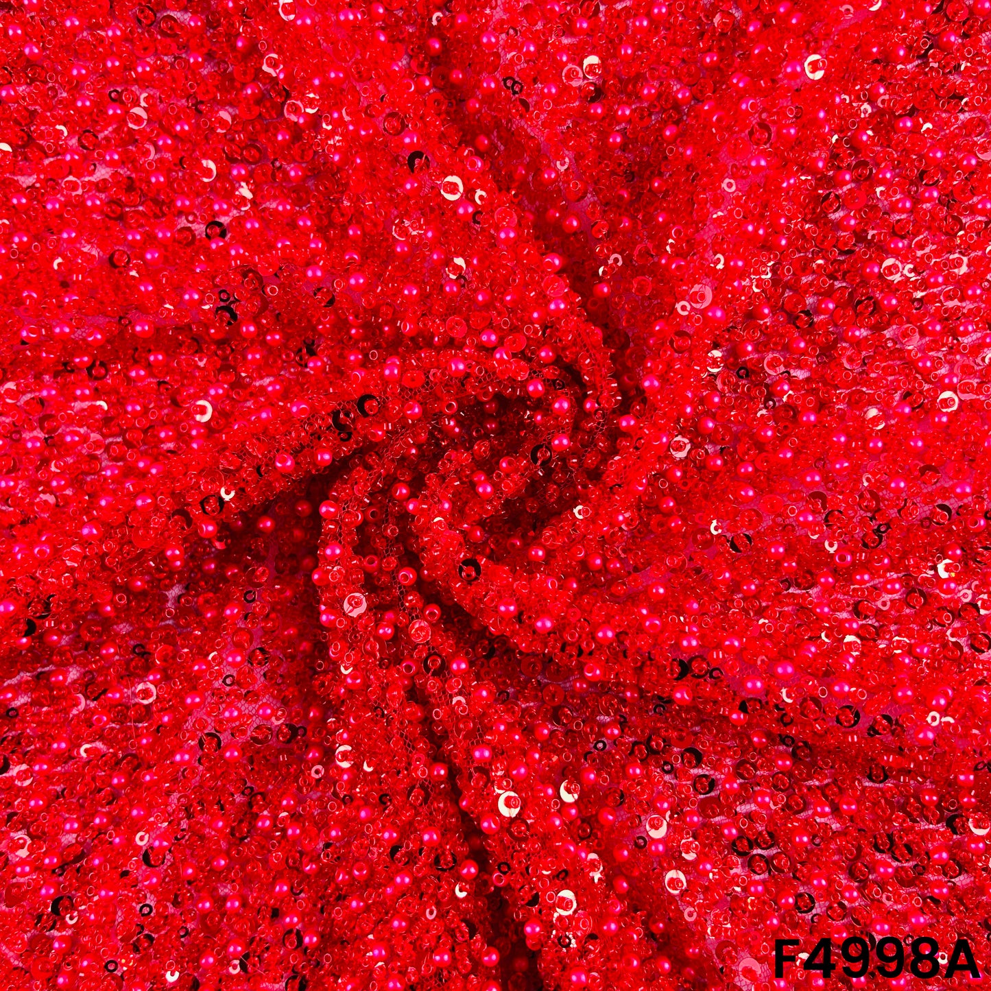 Cut Dana Sequins Pearl Embroidered Net Fabric-F4998